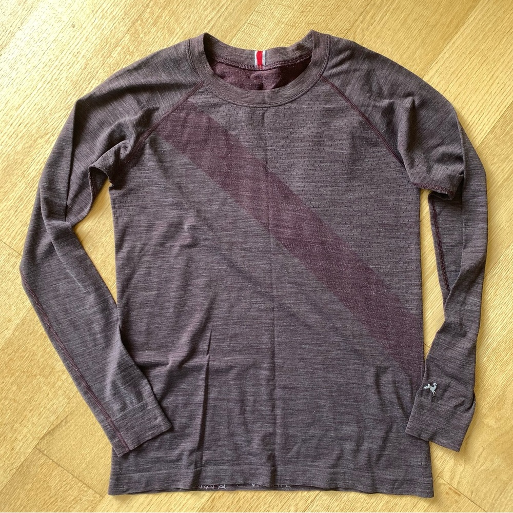 Tracksmith Brighton base layer long sleeve merino wool top - Wine